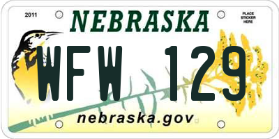 NE license plate WFW129