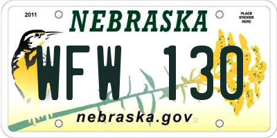 NE license plate WFW130