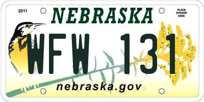 NE license plate WFW131