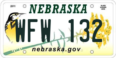 NE license plate WFW132