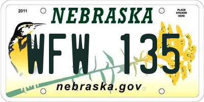 NE license plate WFW135