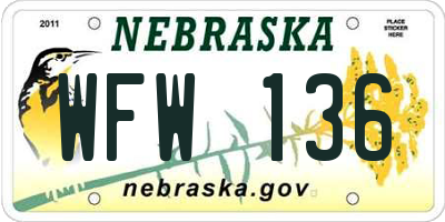 NE license plate WFW136