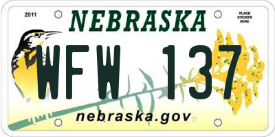 NE license plate WFW137