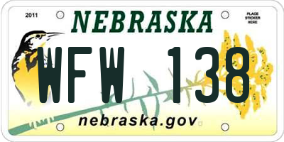 NE license plate WFW138