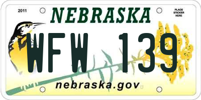 NE license plate WFW139