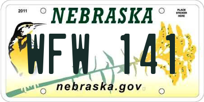 NE license plate WFW141