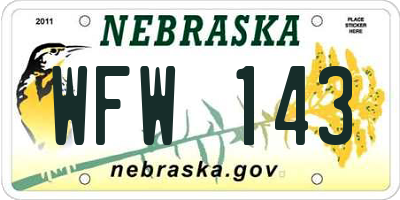 NE license plate WFW143
