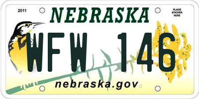 NE license plate WFW146