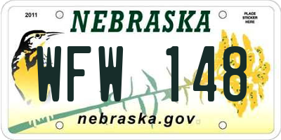 NE license plate WFW148