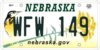 NE license plate WFW149