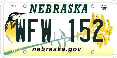 NE license plate WFW152