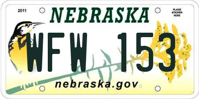 NE license plate WFW153