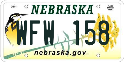 NE license plate WFW158