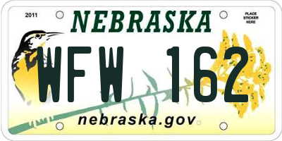 NE license plate WFW162