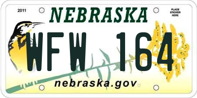 NE license plate WFW164