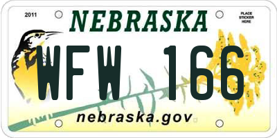 NE license plate WFW166