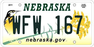 NE license plate WFW167