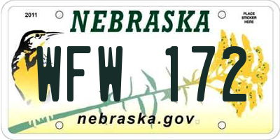 NE license plate WFW172