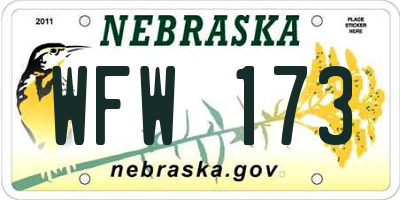 NE license plate WFW173