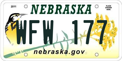 NE license plate WFW177