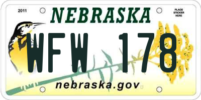 NE license plate WFW178