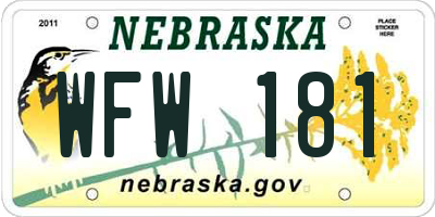 NE license plate WFW181