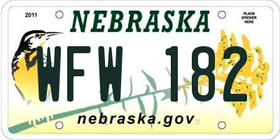 NE license plate WFW182