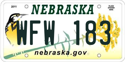 NE license plate WFW183