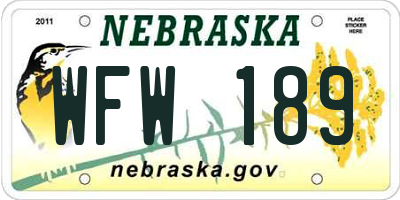 NE license plate WFW189
