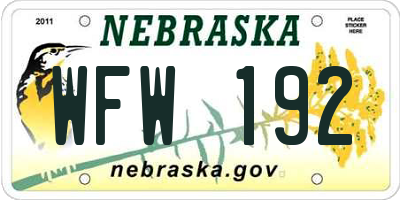NE license plate WFW192