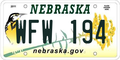 NE license plate WFW194