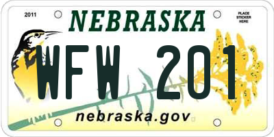 NE license plate WFW201