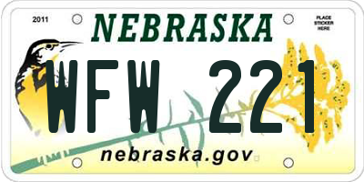 NE license plate WFW221