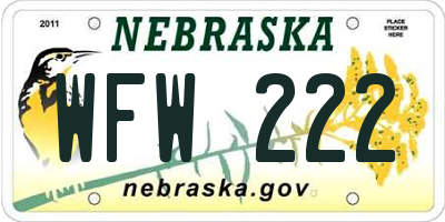 NE license plate WFW222