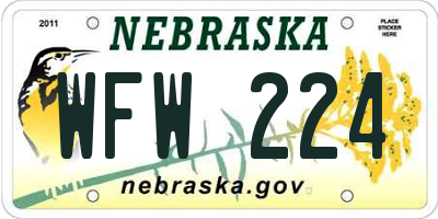 NE license plate WFW224
