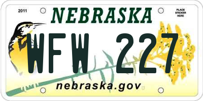 NE license plate WFW227