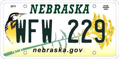 NE license plate WFW229