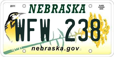 NE license plate WFW238