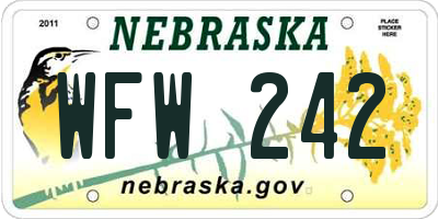 NE license plate WFW242