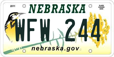 NE license plate WFW244