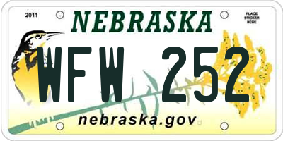 NE license plate WFW252