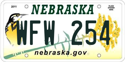 NE license plate WFW254