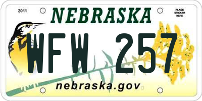 NE license plate WFW257