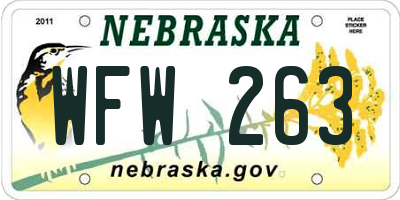 NE license plate WFW263