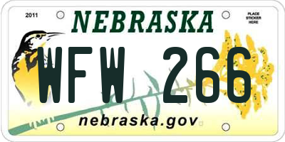 NE license plate WFW266