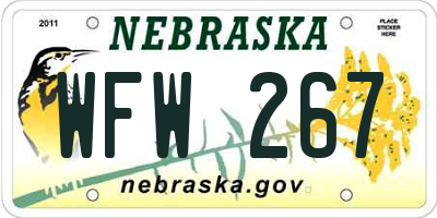 NE license plate WFW267