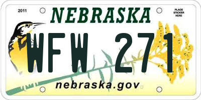 NE license plate WFW271