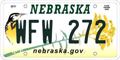 NE license plate WFW272
