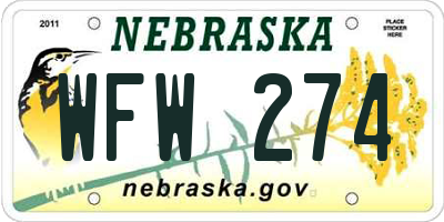 NE license plate WFW274