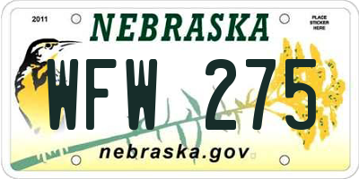 NE license plate WFW275